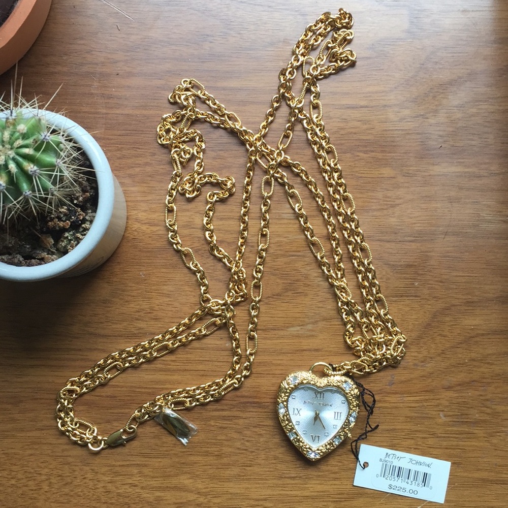 NWT - Betsey Johnson heart watch pendant necklace